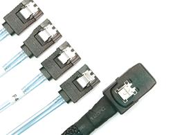 1m Mini SAS plug with clamp (SFF-8087) 36p<> 4 x SATA plug with clamp 7p