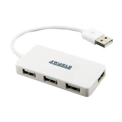 4World 4-portový USB 2.0 hub Rectangle Replikátor USB portů, pasivní, bílý