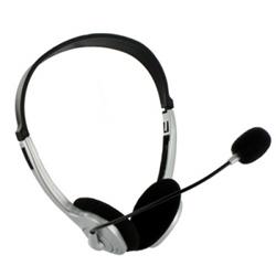 4World Sluchátka s mikrofonem stříbrná, regulace hlasitosti na kabelu