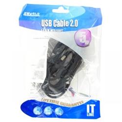 4World USB 2.0 kabel, typ A-B M/M 5m High Quality, feritový filtr