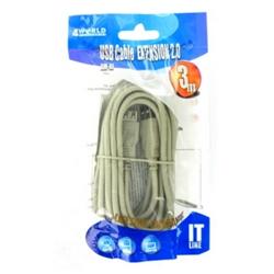 4World USB 2.0 prodlužovací kabel typ A-A M/F 3m, BLK