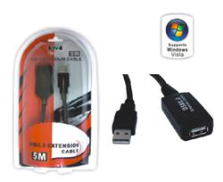 5m Wiretek Kabel USB2.0 A-A prodlužovací, aktivní (A-M/A-F)