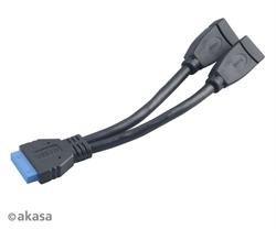 AKASA AK-CBUB09-15BK USB 3.0 internal adapter cable, Motherboard to 2 female external type