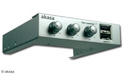 AKASA kontrolní panel AK-FC-06SL do 3,5" pro 3xfan, 2xUSB, stříbrný
