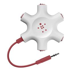 Belkin RockStar rozbočovací adaptér 5 portů 3.5 jack pro připojení sluchátek - červený