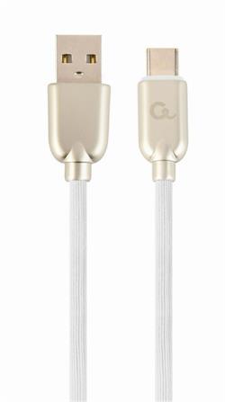 CABLEXPERT Kabel USB 2.0 AM na Type-C kabel (AM/CM), 1m, pogumovaný, bílý, blister, PREMIUM QUALITY