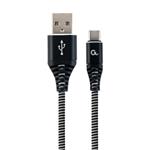 CABLEXPERT Kabel USB 2.0 AM na Type-C kabel (AM/CM), 2m, opletený, černo-bílý, blister, PREMIUM QUALITY