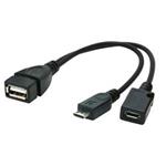 CABLEXPERT Kabel USB AF/micro BM + micro BF, OTG + dobíjení, 15cm, pro tablety a smartphone