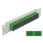 Delock 10” patch panel pro optická vlákna, 12 portů, SC Duplex, zelený, 1U, šedý