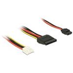 Delock Cable Power Floppy 4 pin power receptacle > SATA 15 pin receptacle (5 V + 12 V) + Slim SATA 6 pin receptacle (5 