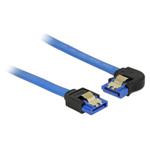 Delock Cable SATA 6 Gb/s receptacle straight > SATA receptacle left angled 20 cm blue with gold clips 