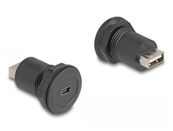 Delock Integrovaný konektor z USB 2.0 Typu Mini-B na USB 2.0 Typu-A, černý
