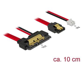 Delock Kabel SATA 6 Gb/s 7 pin samice + 2 pin napájecí samice > SATA 22 pin samice přímý (5 V) kovový 10 cm