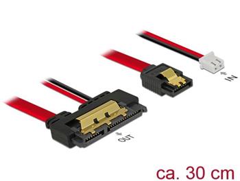 Delock Kabel SATA 6 Gb/s 7 pin samice + 2 pin napájecí samice > SATA 22 pin samice přímý (5 V) kovový 30 cm
