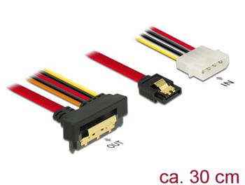 Delock Kabel SATA 6 Gb/s 7 pin samice + Molex 4 pin napájecí konektor > SATA 22 pin samice pravoúhlý dolů kovový 30 cm