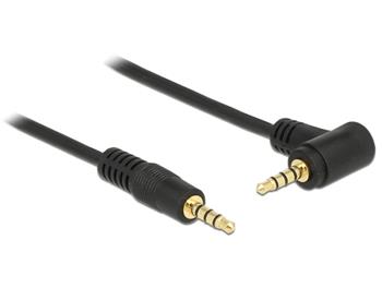 Delock kabel Stereo Jack 3.5 mm 4 pin samec > samec úhlový 3 m černý