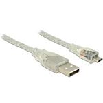 Delock Kabel USB 2.0 Typ-A samec > USB 2.0 Micro-B samec 1,5m transparentní