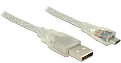 Delock Kabel USB 2.0 Typ-A samec > USB 2.0 Micro-B samec 2m transparentní