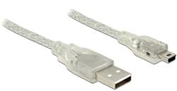 Delock Kabel USB 2.0 Typ-A samec > USB 2.0 Mini-B samec 0,5m transparentní