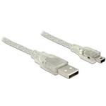 Delock Kabel USB 2.0 Typ-A samec > USB 2.0 Mini-B samec 1m transparentní