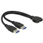 Delock kabel USB 3.0 Pin konektor samec > 2 x USB 3.0 Type-A samec 25 cm 
