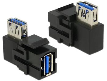 Delock Keystone Module USB 3.0 A female > USB 3.0 A female 90° angled black
