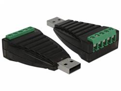 Delock Konvertor z USB Typ-A na svorkovnici sériového rozhraní RS-422/485 s přepěťovou ochranou 600 W, izolace 2,5 kV,