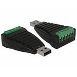 Delock Konvertor z USB Typ-A na svorkovnici sériového rozhraní RS-422/485 s přepěťovou ochranou 600 W, izolace 2,5 kV, 