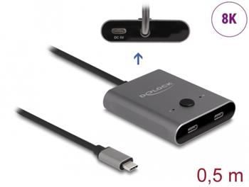 Delock Switch USB 10 Gbps USB Type-C™, 2 na 1, obousměrný, 8K