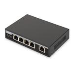 Digitus Gigabit Ethernet PoE Switch 4-portový PoE + 1-portový uplink, 62W PoE budget