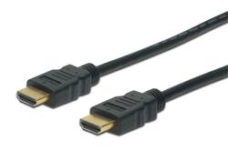 Digitus HDMI High Speed připojovací kabel, 3,0 m, s / Ethernetem, HDMI 1.4., Ultra HD 60p, UL, bl, zlacene konektory