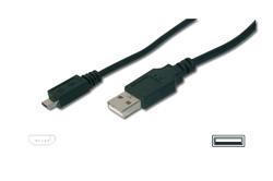 Digitus Připojovací kabel USB, typ A - micro B M/M, 1,8 m, kompatibilní s USB 2.0, bl