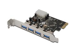 Digitus USB 3.0, 4 Port, PCI Express Add-On card, 4 Ports A/F External, VL800 chipset