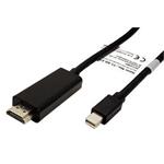 DisplayPort - HDMI kabel, miniDP(M) -> HDMI M, 4K@30Hz, 1m