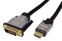 DVI-HDMI kabel, DVI-D(M) - HDMI A(M), černostříbrný, 7,5m