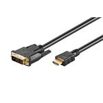 DVI-HDMI kabel, DVI-D(M) - HDMI M, zlacené konektory, 1m