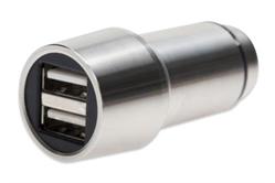 Ednet USB nabíječka do auta, Celo Kovová, 2x USB porty, 2x 2.4A výstup (4.8A), stříbrná