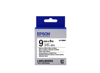 Epson Label Cartridge Strong Adhesive LK-3WBW Black/White 9mm (9m)