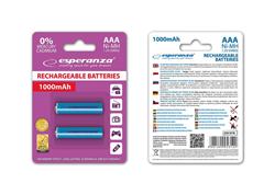Esperanza EZA101B Nabíjecí baterie Ni-MH R03/AAA 1000mAh, 2 ks, blister