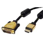 Gold DVI-HDMI kabel, DVI-D(M) - HDMI M, 10m