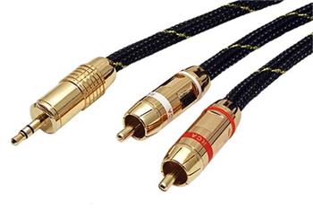Gold kabel jack 3,5M - 2x cinch(M), 5m