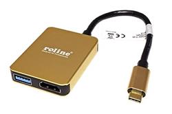 GOLD Multiport adaptér USB C (M) -> HDMI A(F) 4K@30Hz, 2x USB3.0 A(F), USB C (PD)