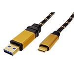 GOLD USB SuperSpeed 5Gbps kabel USB3.0 A(M) - USB C(M), 1m