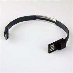 GT kabel USB/micro USB, náramek, černý