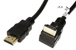 High Speed HDMI kabel s Ethernetem, HDMI M - HDMI M, 3m, zlacené konektory, 1x lomený dolů