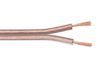 Kabel k reproduktorům, 2x 2,5mm2, CCA, transparentní, 100m