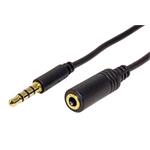 Kabel prodlužovací audio 4pol.jack3,5M - 4pol.jack3,5F, 1m, černý