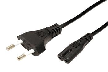 Kabel síťový 2pinový, CEE 7/16(M) - IEC320 C7, 1,8m, černý