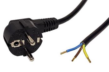 Kabel síťový, CEE 7/7(M) - bez koncovky, 3x0,75mm, 1,8m, černý