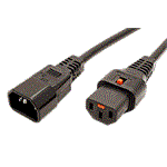 Kabel síťový prodlužovací IEC320 C14 - IEC320 C13, 3 x 1mm2, IEC Lock, 1,5m, černý